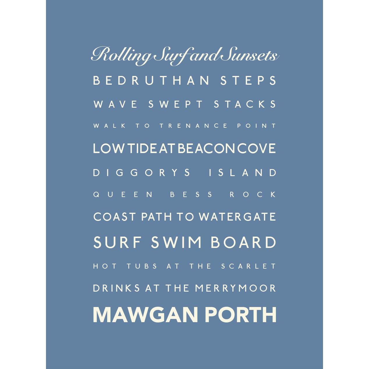 Mawgan Porth Typographic Print-SeaKisses