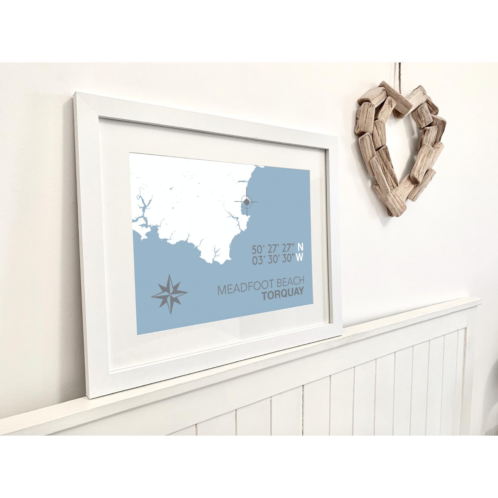 Meadfoot Beach Coastal Map Print-SeaKisses