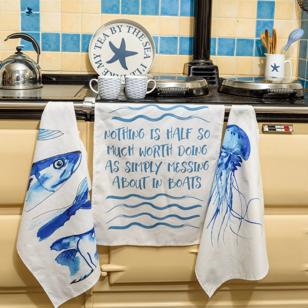 Messing About in Boats Tea Towel-SeaKisses