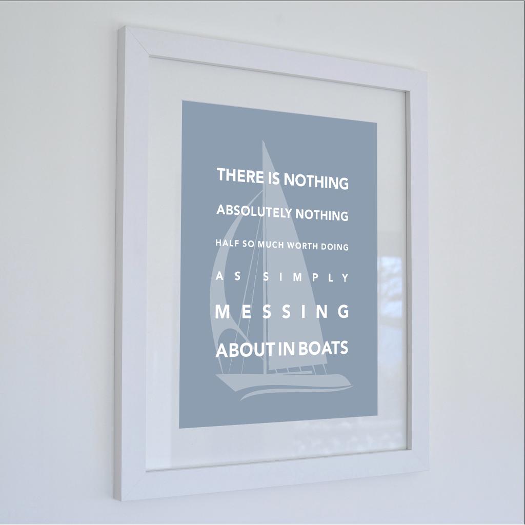 Messing About in Boats Typographic Sailing Print - Coastal Wall Art /Poster-SeaKisses