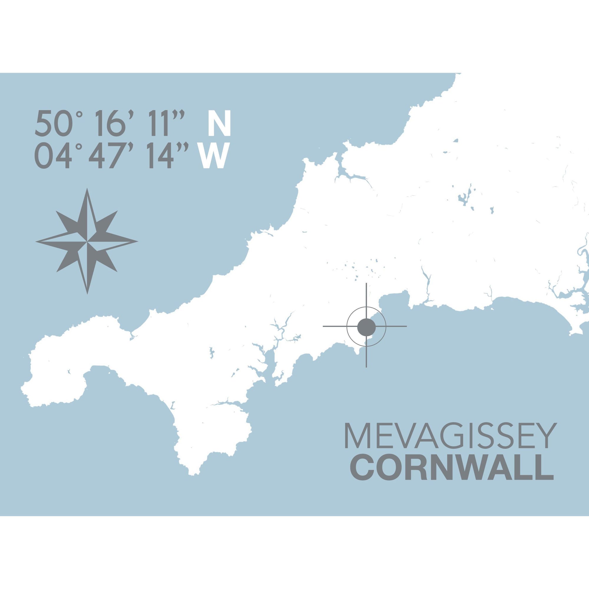 Mevagissey Coastal Map Print-SeaKisses