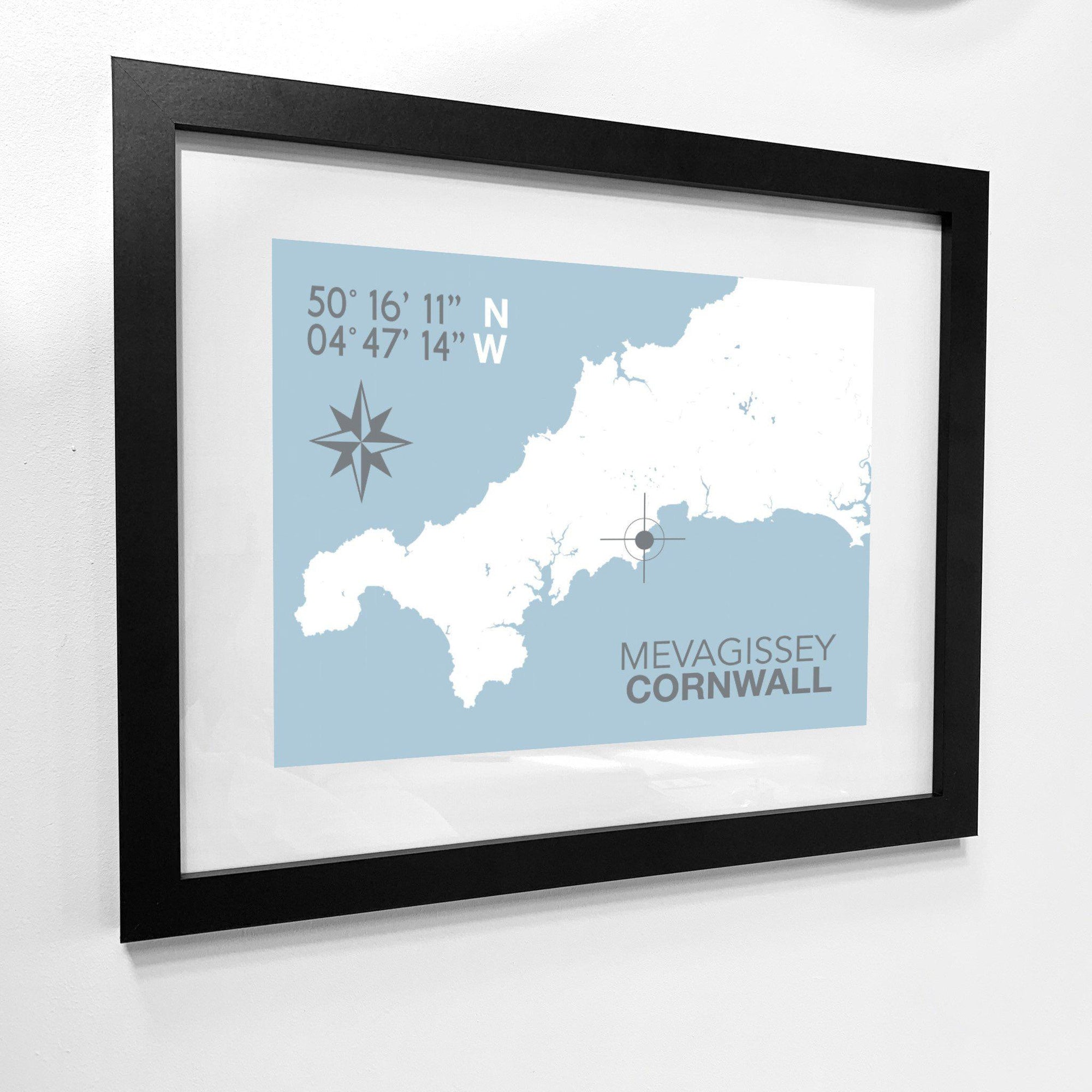 Mevagissey Coastal Map Print-SeaKisses