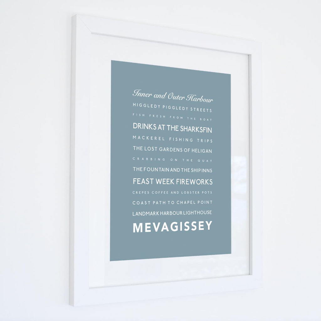 Mevagissey Typographic Travel Print- Coastal Wall Art /Poster-SeaKisses
