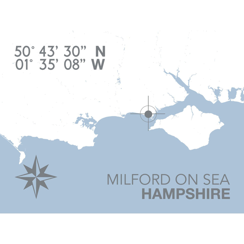 Milford-on-Sea Map Travel Print- Coastal Wall Art /Poster-SeaKisses