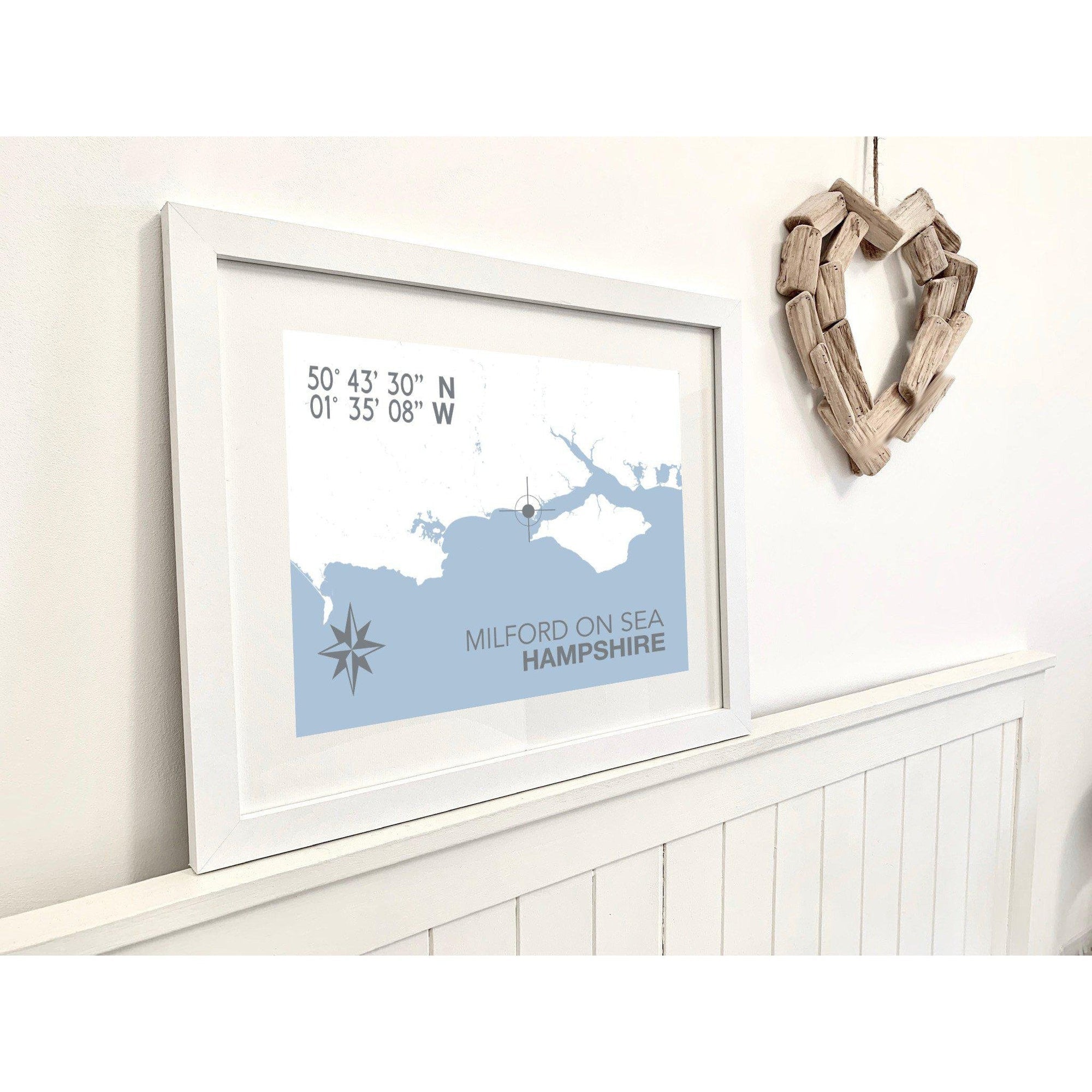 Milford-on-Sea Coastal Map Print-SeaKisses