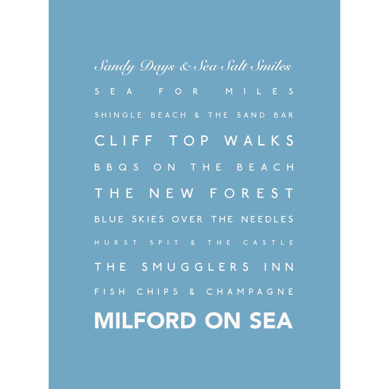 Milford-on-Sea Typographic Print-SeaKisses