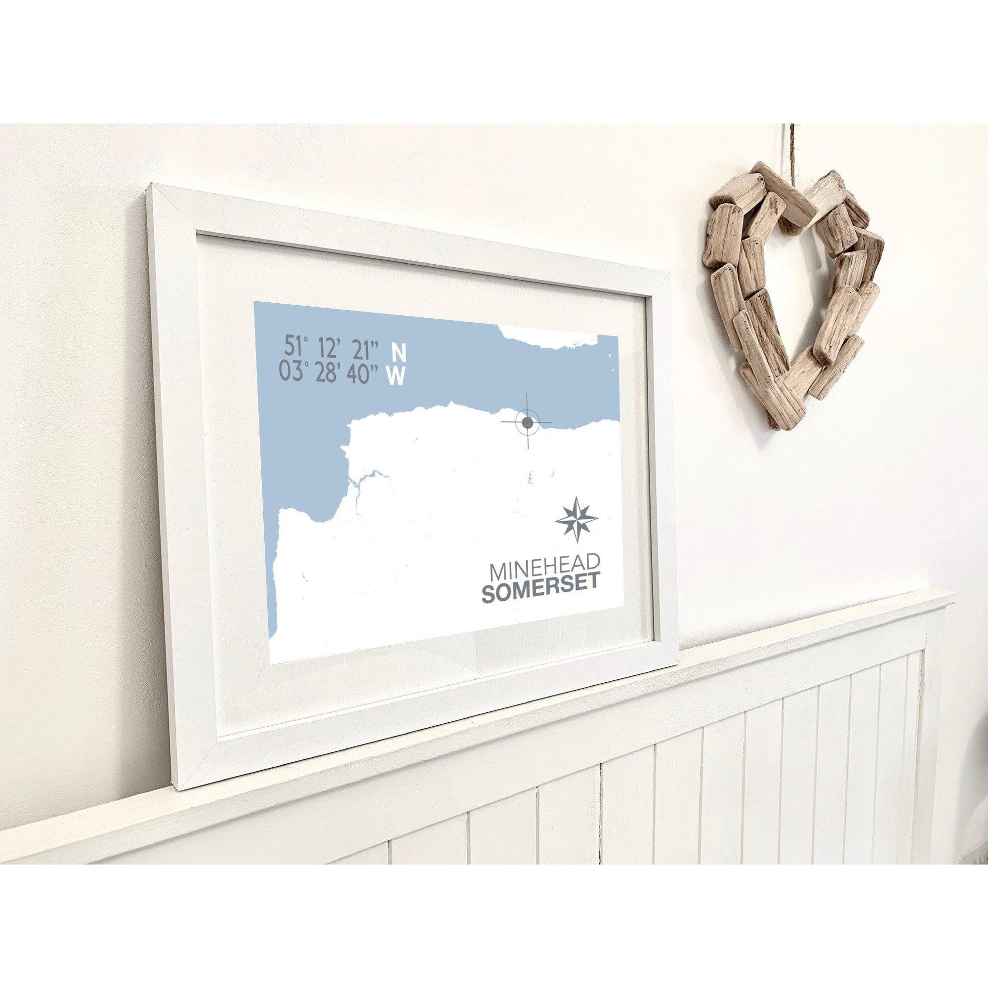 Minehead Coastal Map Print-SeaKisses