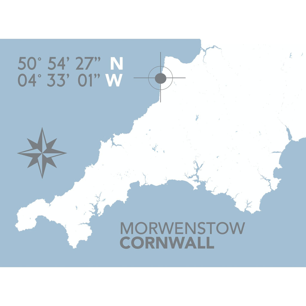 Morwenstow Coastal Map Print-SeaKisses