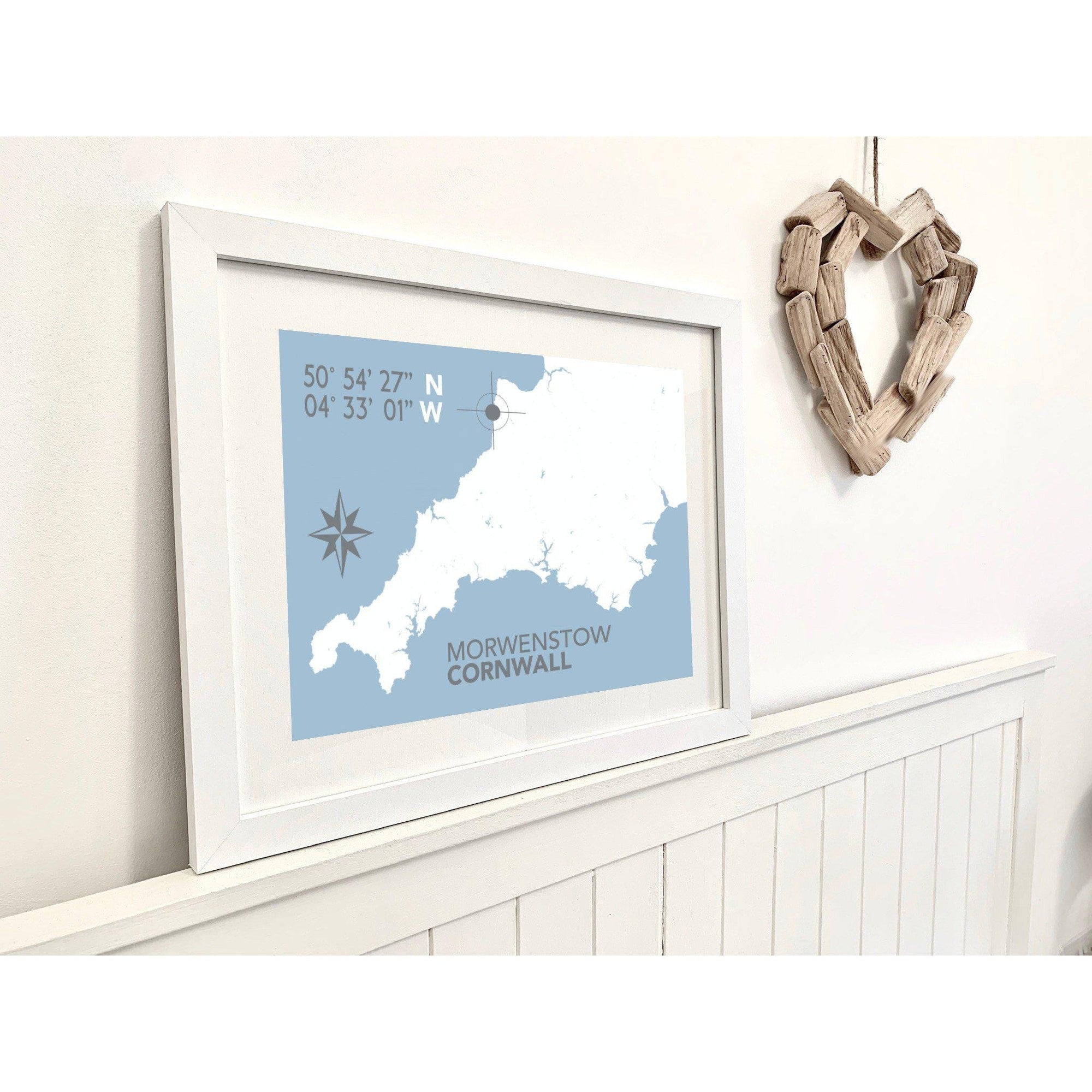 Morwenstow Coastal Map Print-SeaKisses