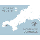 Mousehole Coastal Map Print-SeaKisses