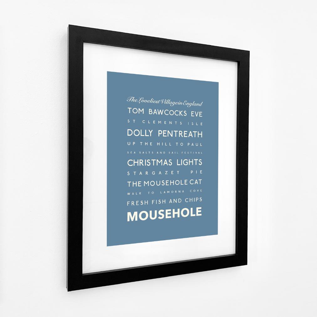 Mousehole Typographic Travel Print- Coastal Wall Art /Poster-SeaKisses