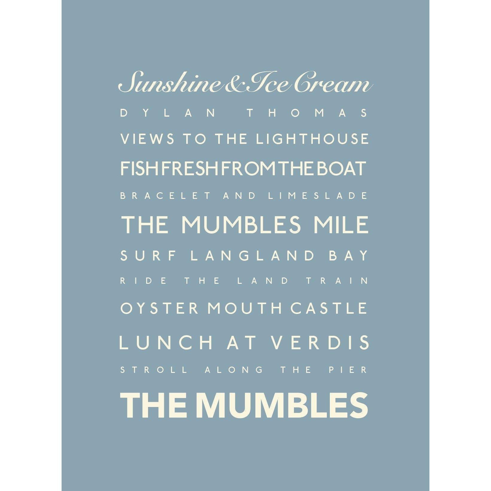 Mumbles Typographic Print-SeaKisses