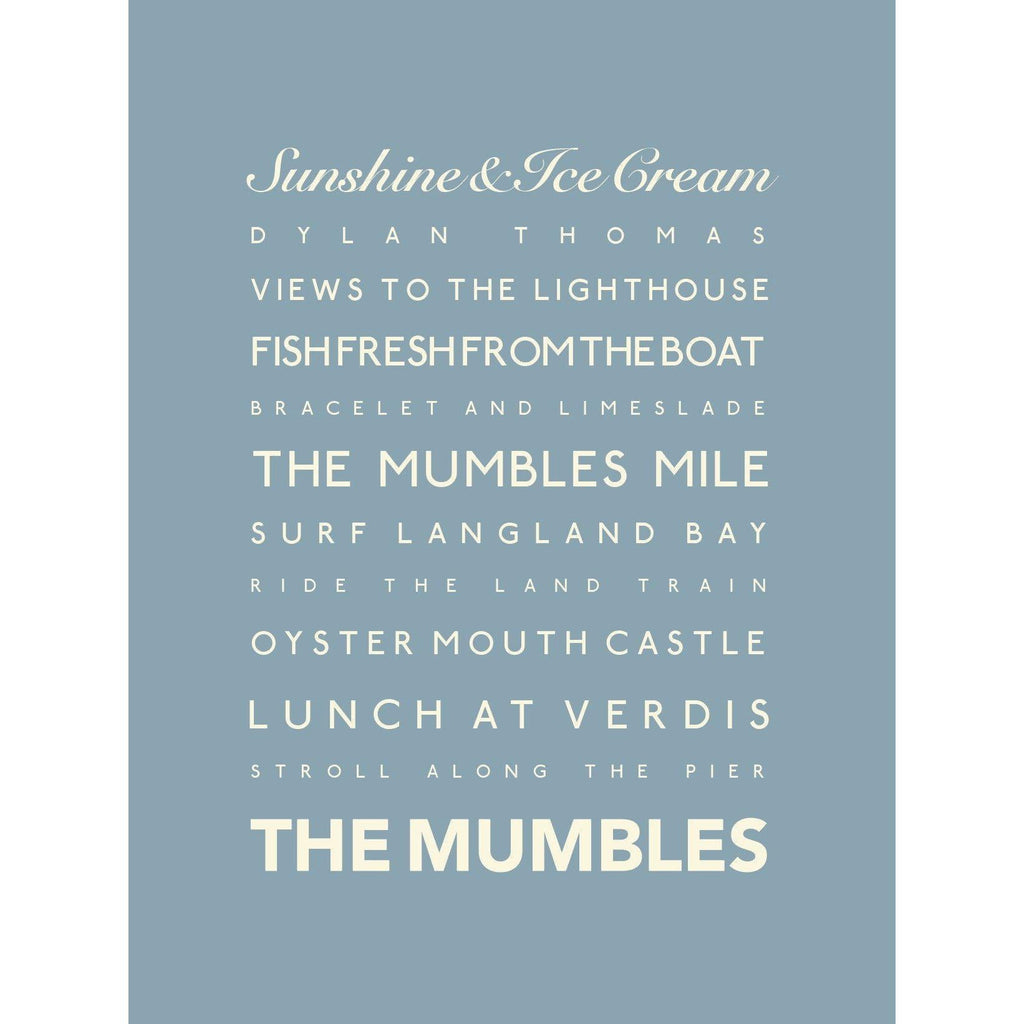 Mumbles Typographic Travel Print - Coastal Wall Art /Poster-SeaKisses