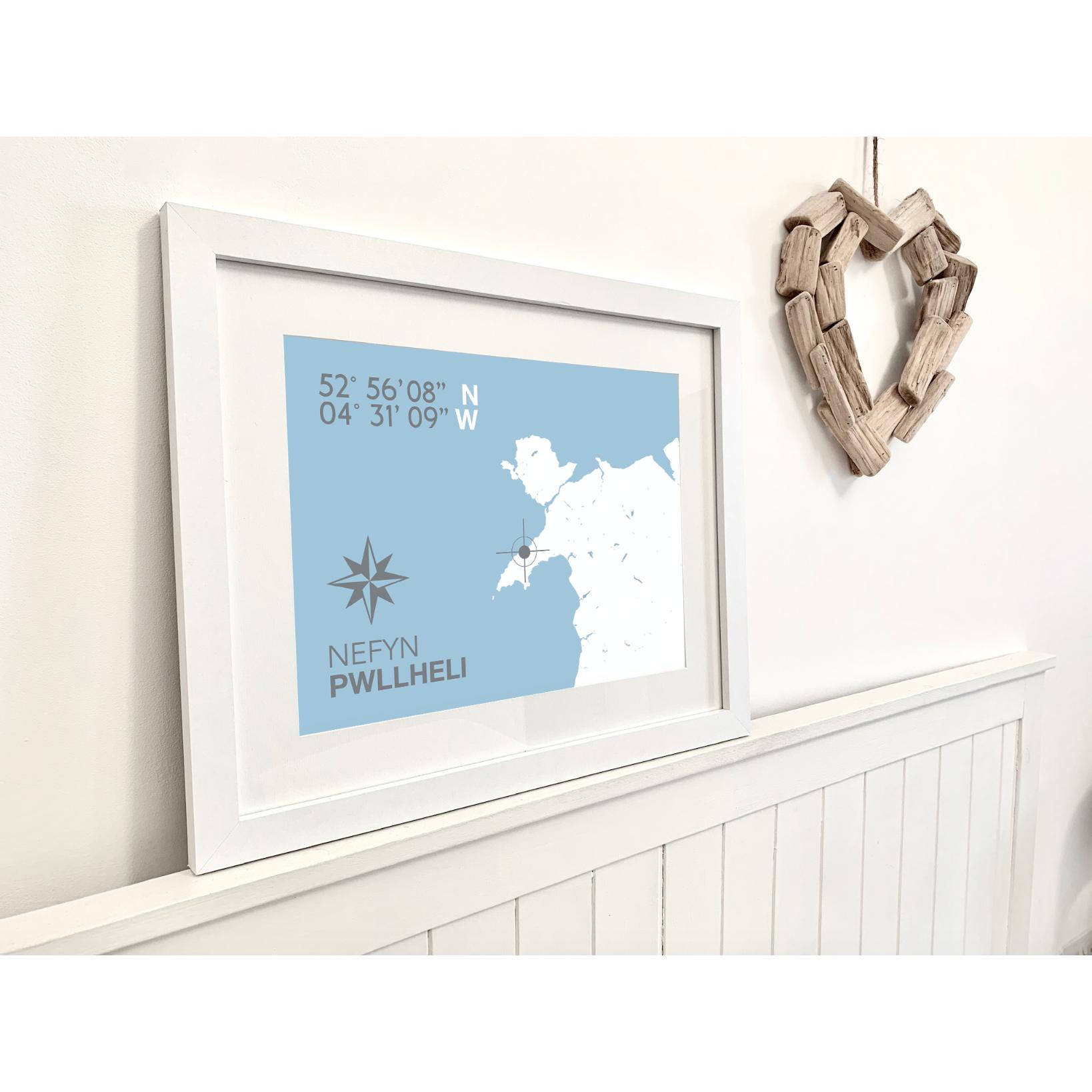 Nefyn Coastal Map Print-SeaKisses