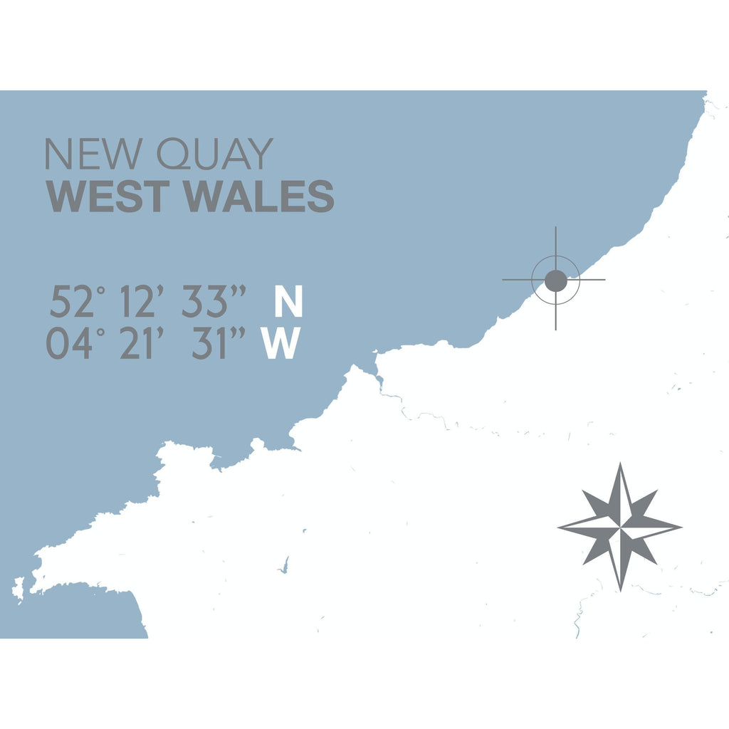 New Quay Map Seaside Print - Coastal Wall Art /Poster-SeaKisses