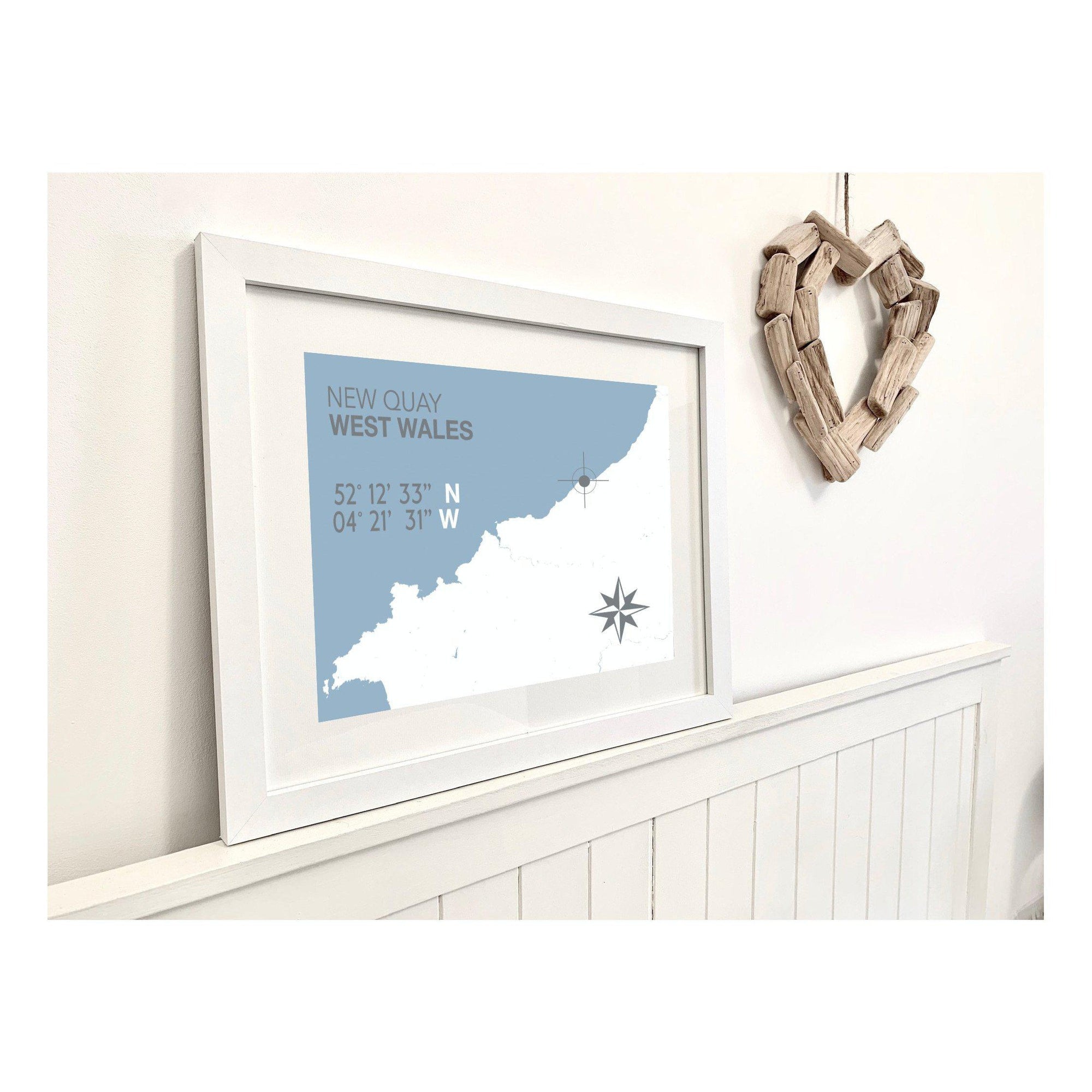 New Quay Coastal Map Print-SeaKisses