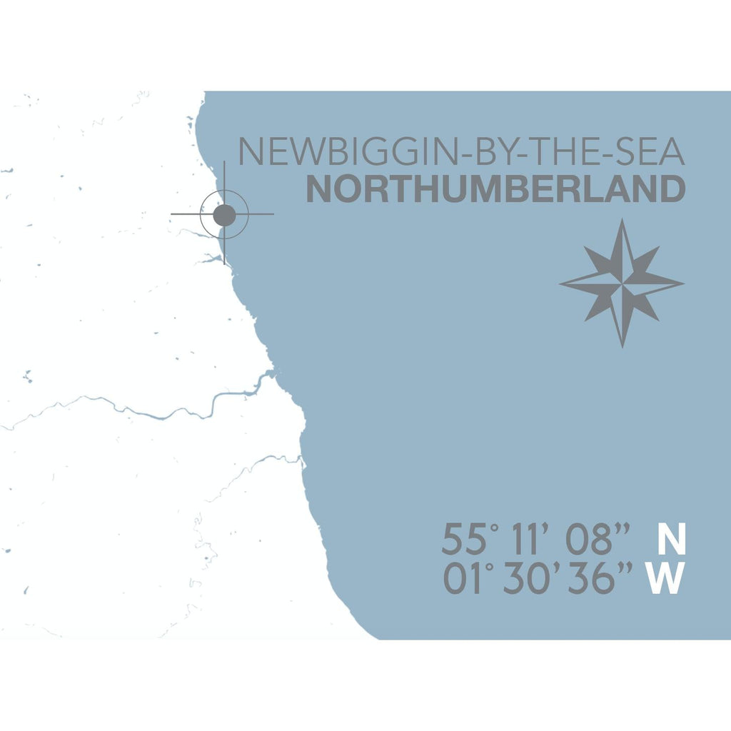 Newbiggin-By-The-Sea Map Travel Print- Coastal Wall Art /Poster-SeaKisses
