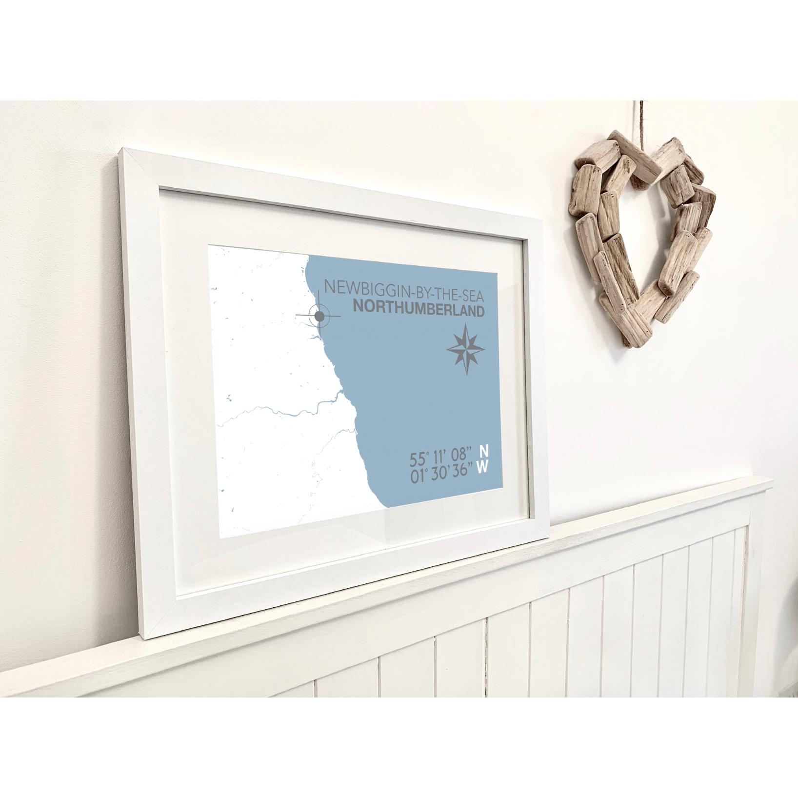 Newbiggin-By-The-Sea Coastal Map Print-SeaKisses