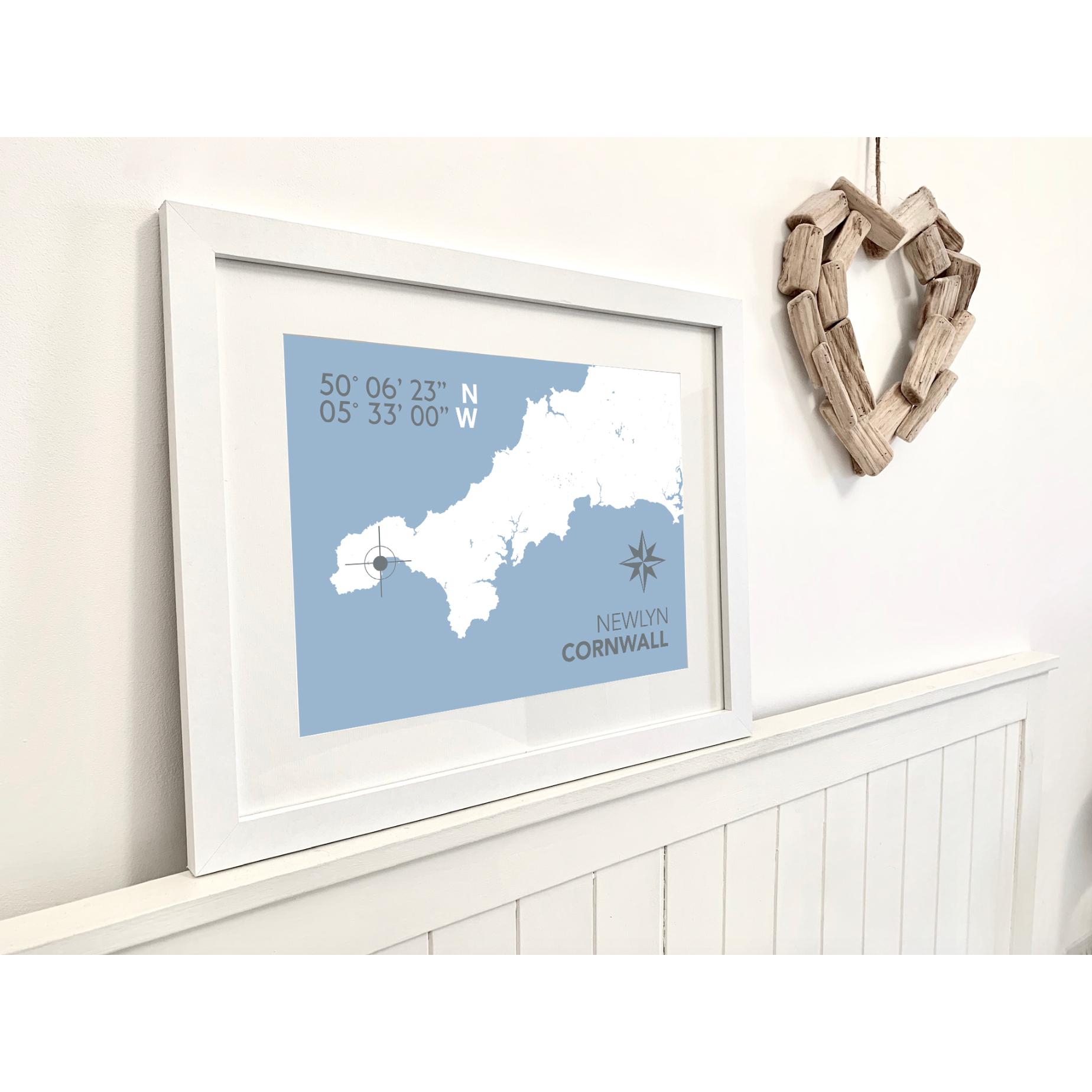 Newlyn Coastal Map Print-SeaKisses