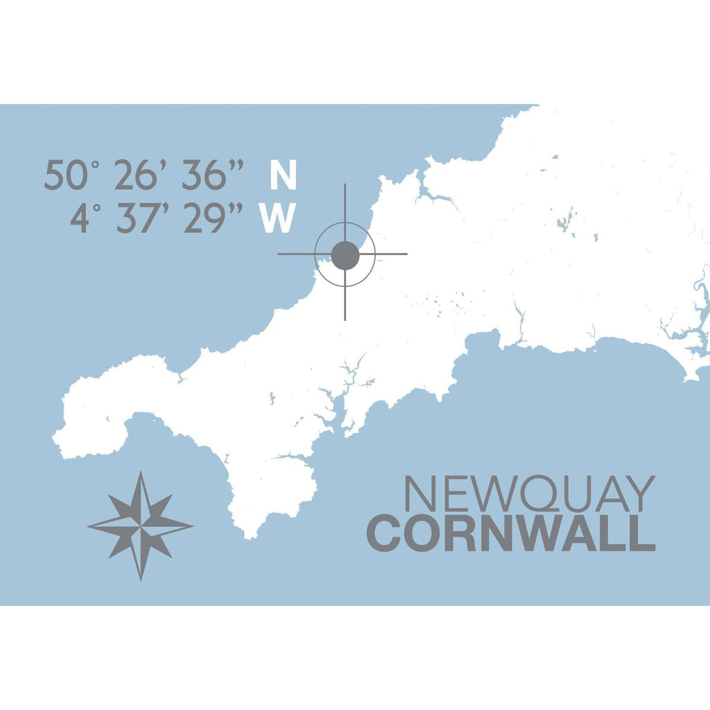 Newquay Coastal Map Print-SeaKisses