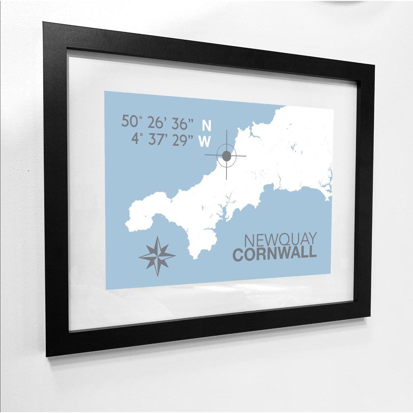 Newquay Coastal Map Print-SeaKisses