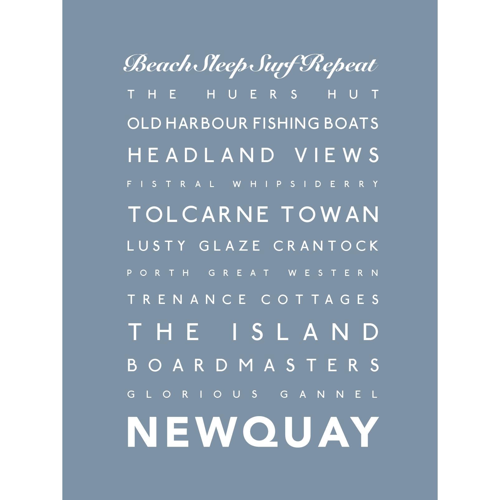 Newquay Typographic Print-SeaKisses