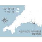 Newton Ferrers Coastal Map Print-SeaKisses