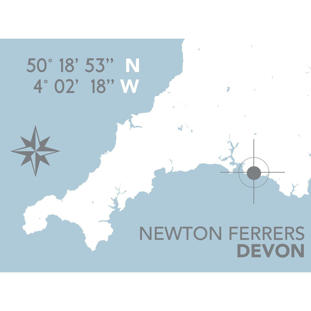 Newton Ferrers Nautical Map Print - Coastal Wall Art /Poster-SeaKisses