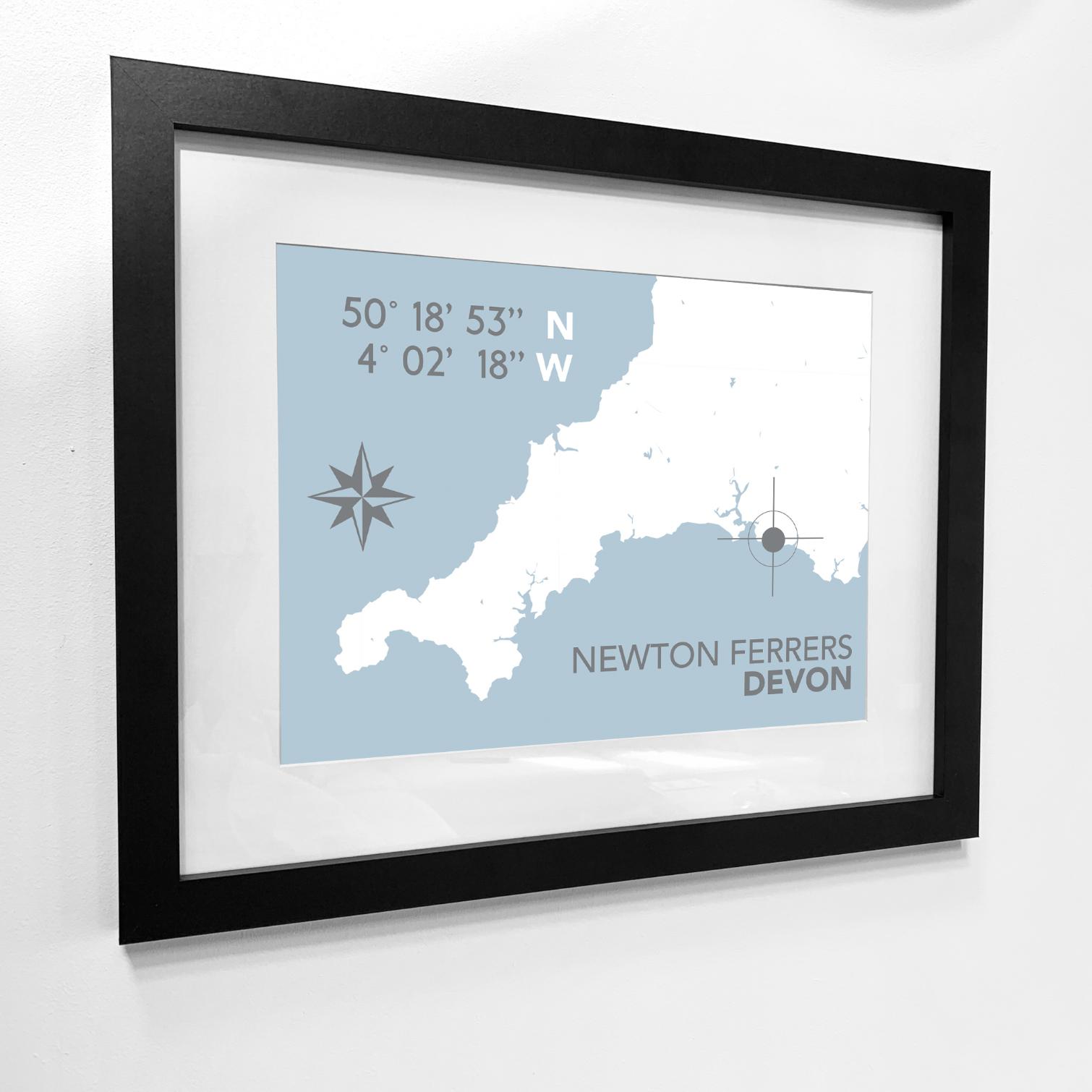 Newton Ferrers Coastal Map Print-SeaKisses