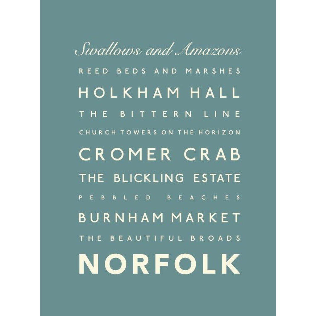 Norfolk Typographic Travel Print- Coastal Wall Art /Poster-SeaKisses