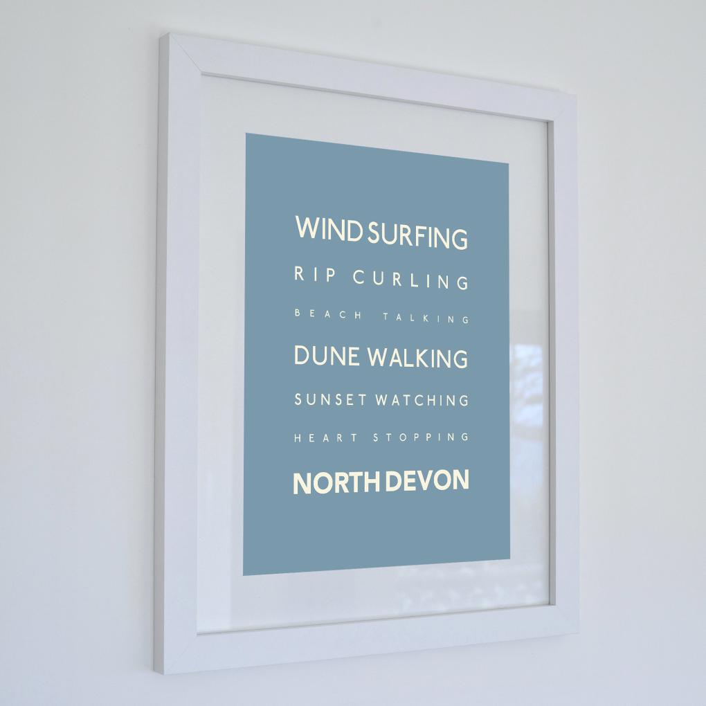 North Devon Typographic Travel print- Coastal Wall Art /Poster-SeaKisses