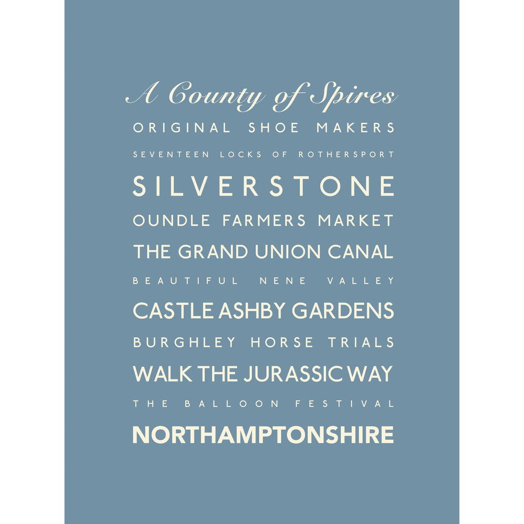 Northamptonshire Typographic Print - County Wall Art /Poster-SeaKisses
