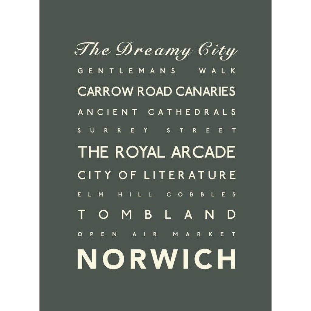 Norwich Typographic Travel Print- Coastal Wall Art /Poster-SeaKisses