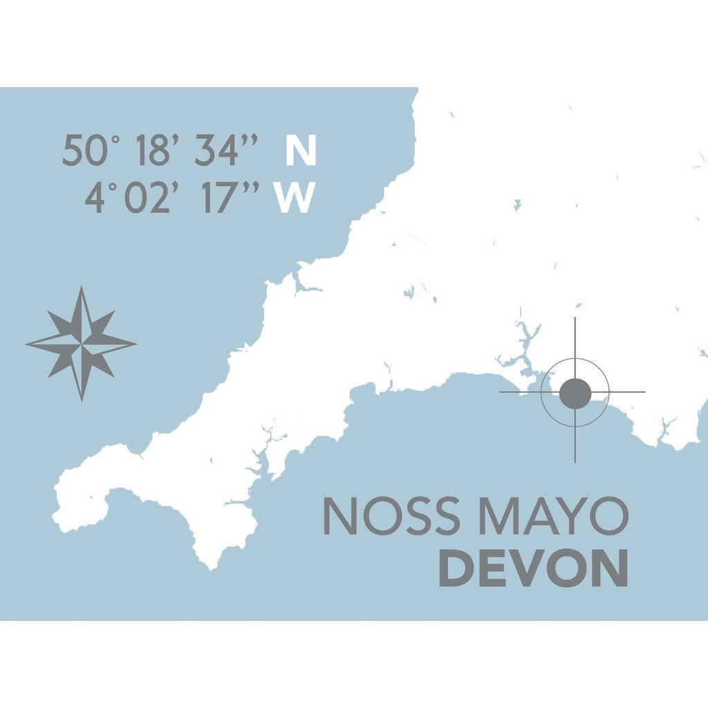 Noss Mayo Nautical Map Print - Coastal Wall Art /Poster-SeaKisses