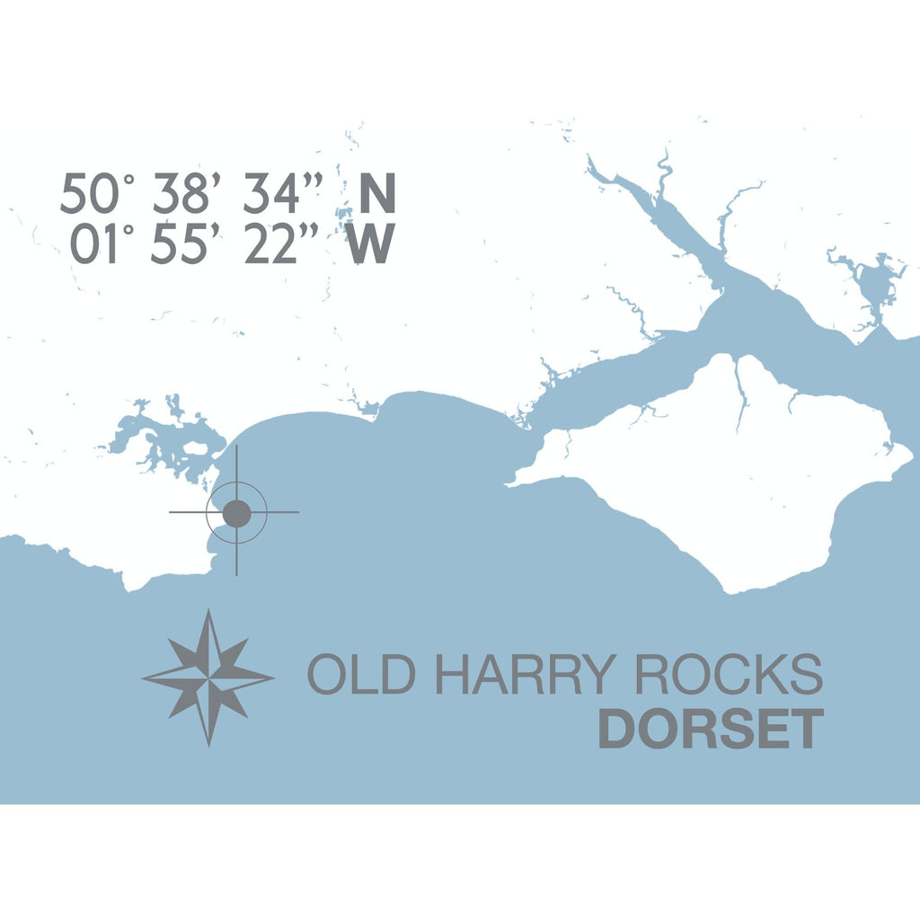 Old Harry Rocks Map Travel Print- Coastal Wall Art /Poster-SeaKisses