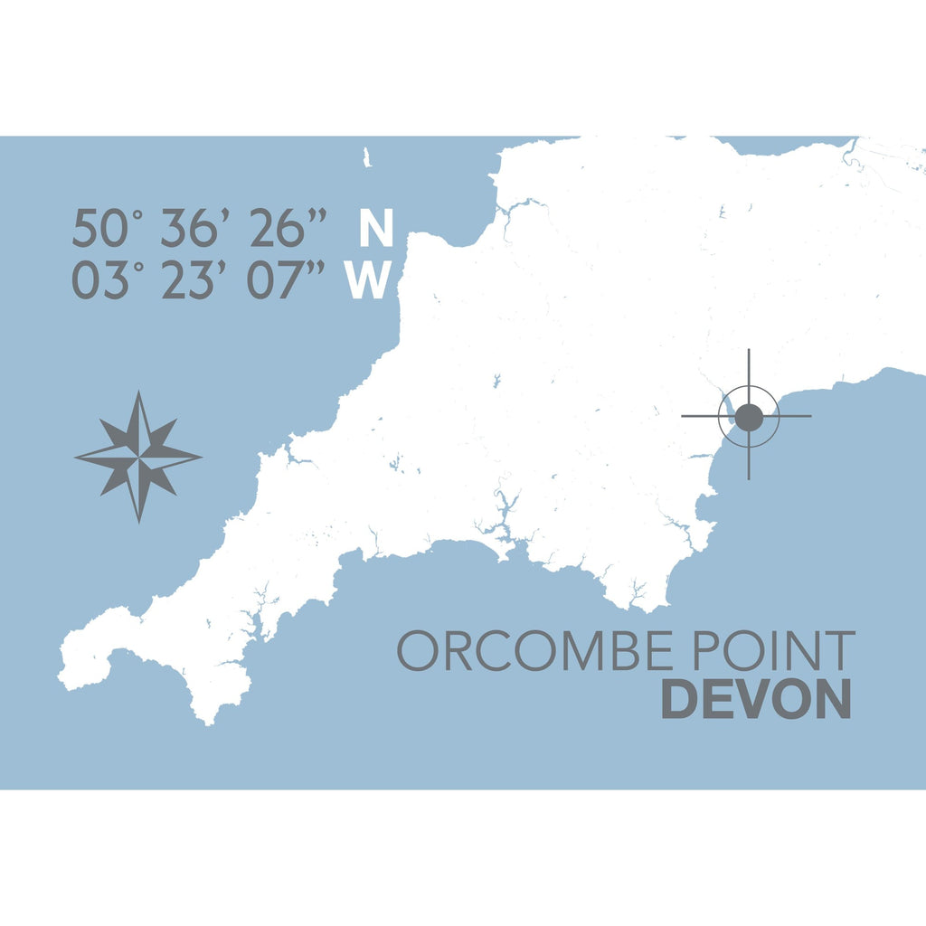 Orcombe Point Coastal Map Print-SeaKisses