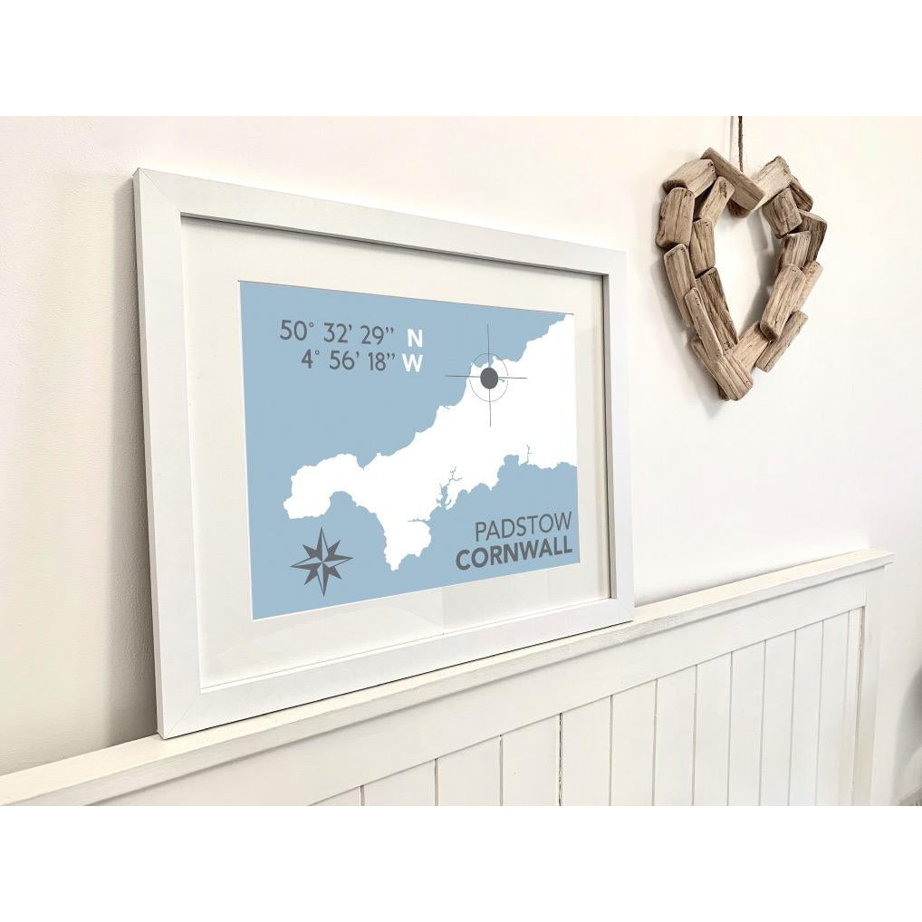 Padstow Coastal Map Print-SeaKisses