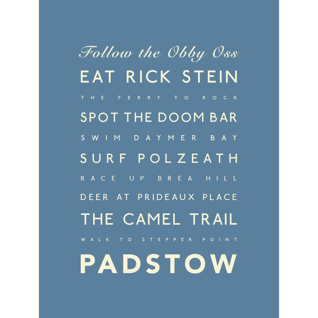 Padstow Typographic Travel print- Coastal Wall Art /Poster-SeaKisses
