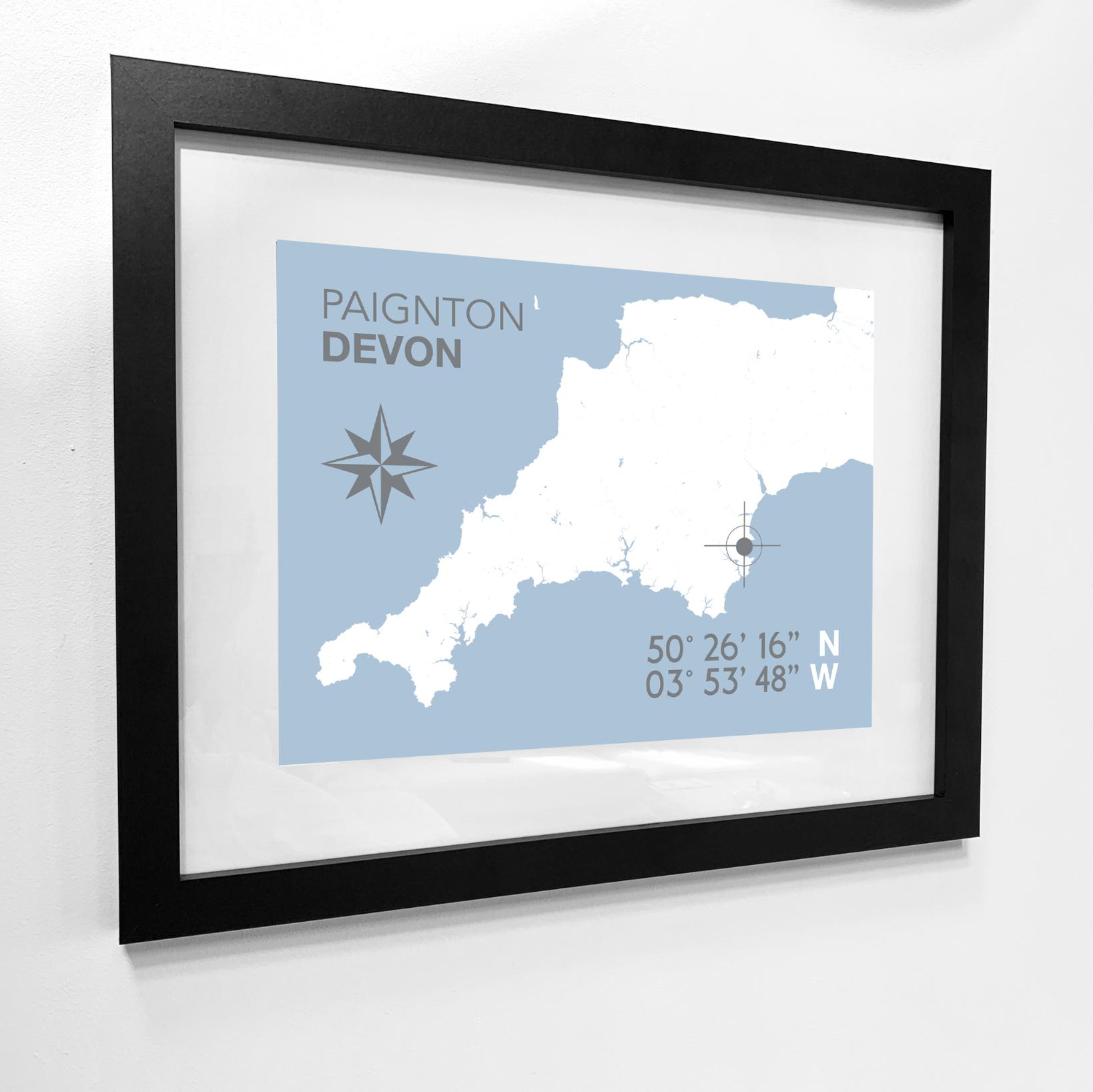 Paignton Coastal Map Print-SeaKisses