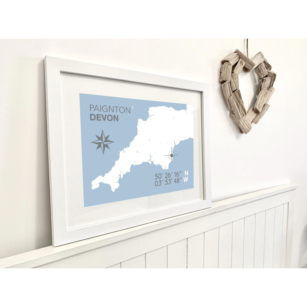 Paignton Coastal Map Print-SeaKisses