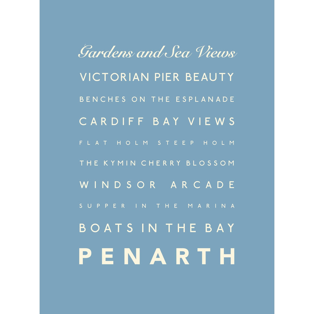 Penarth Typographic Seaside Print - Coastal Wall Art /Poster-SeaKisses