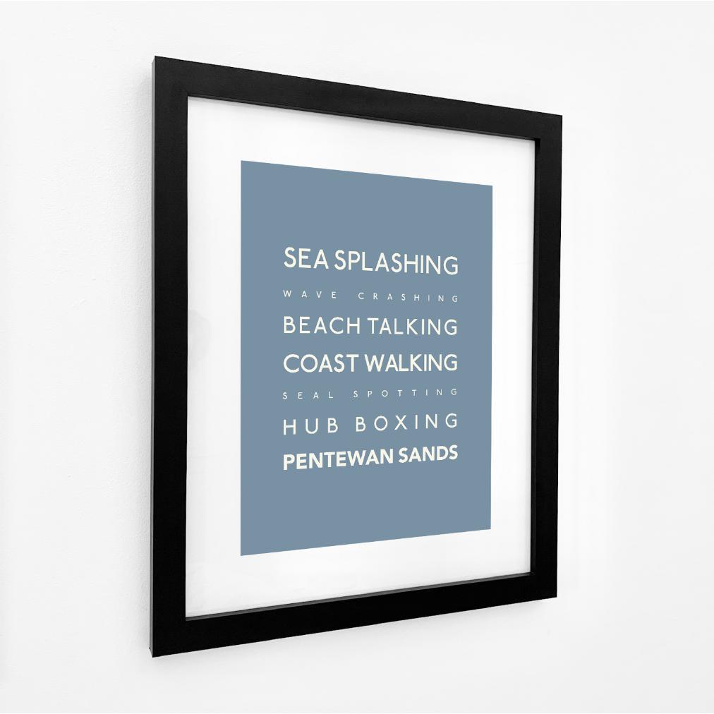 Pentewan Sands Typographic Print-SeaKisses