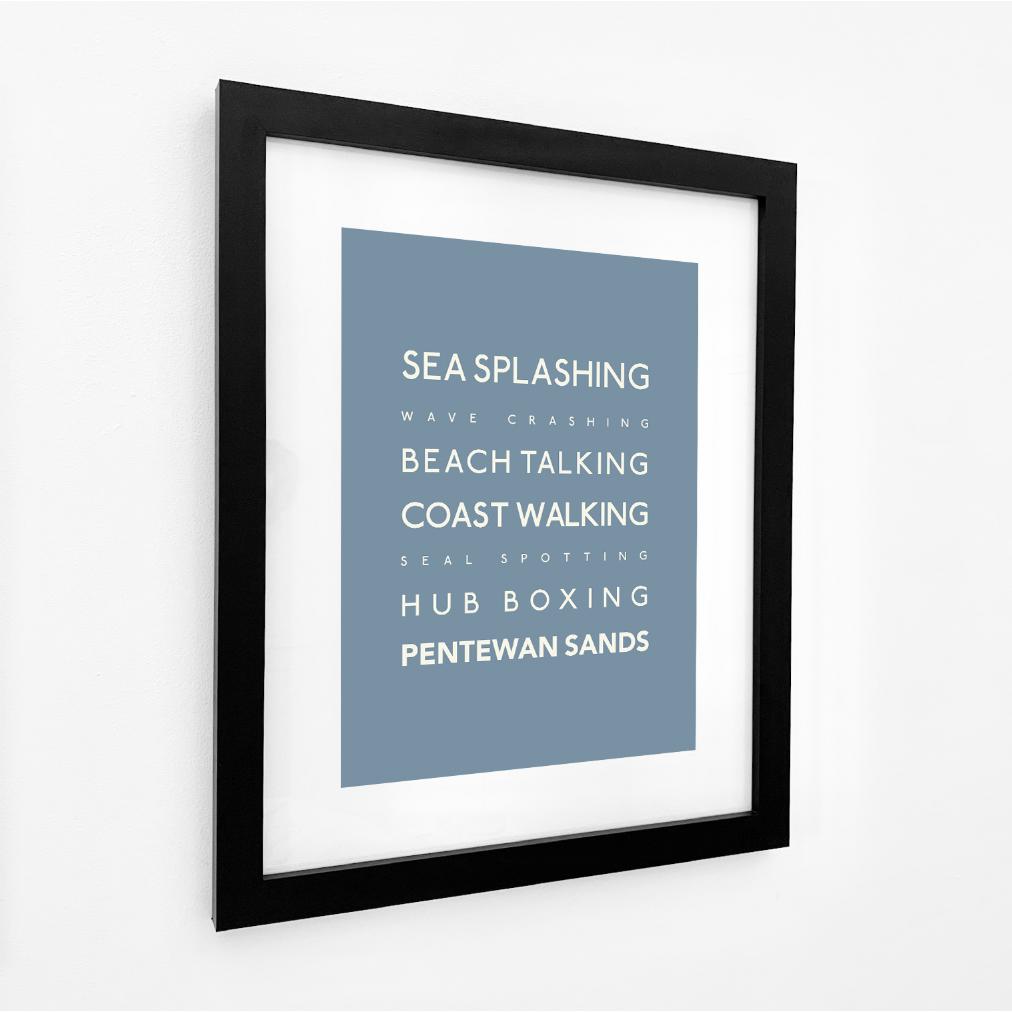 Pentewan - Typographic Travel Print - Coastal Wall Art - Poster-SeaKisses