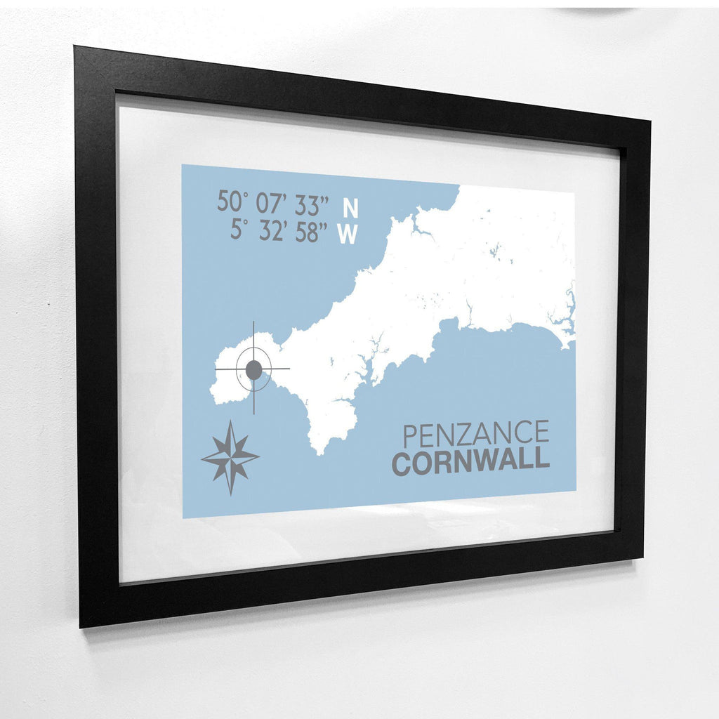 Penzance Coastal Map Print-SeaKisses