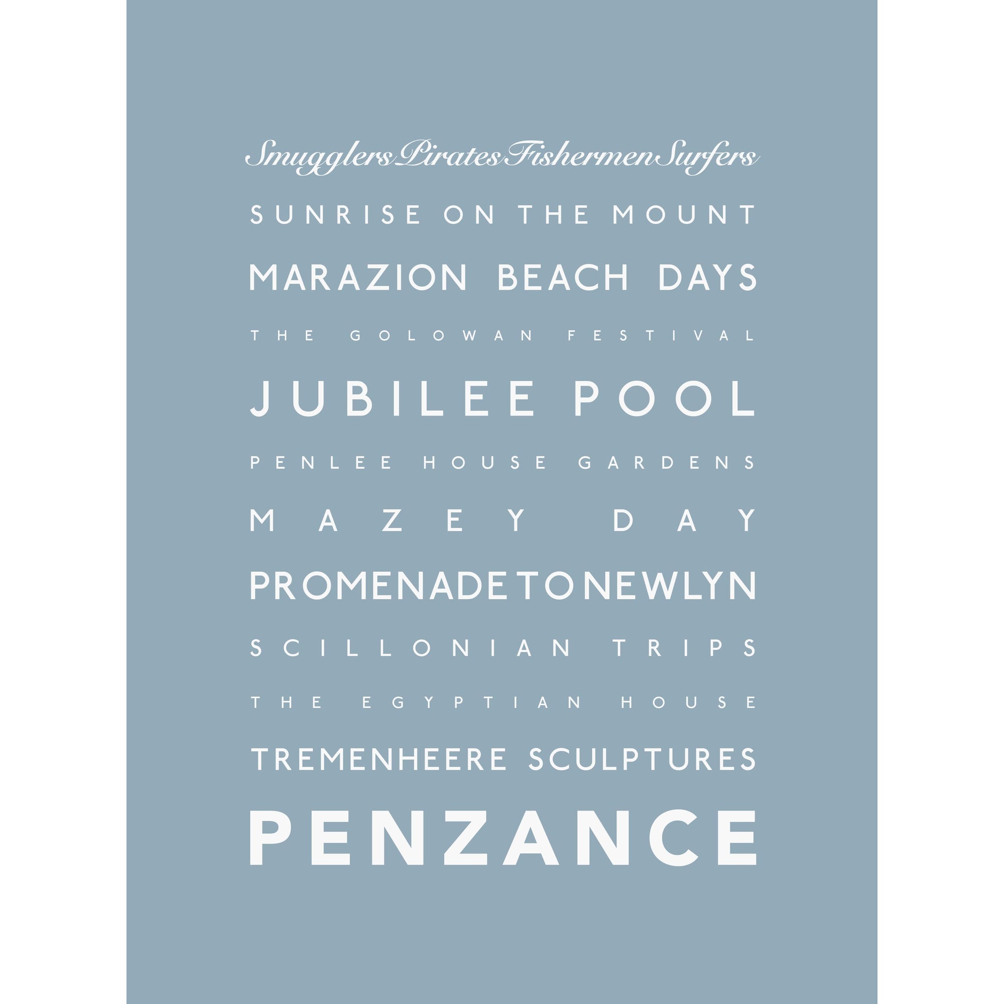 Penzance Typographic Print-SeaKisses