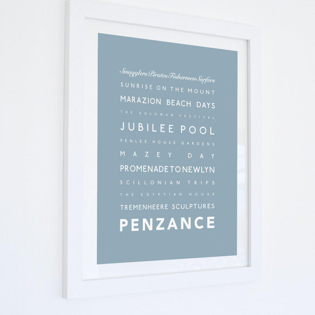 Penzance Typographic Travel Print- Coastal Wall Art /Poster-SeaKisses