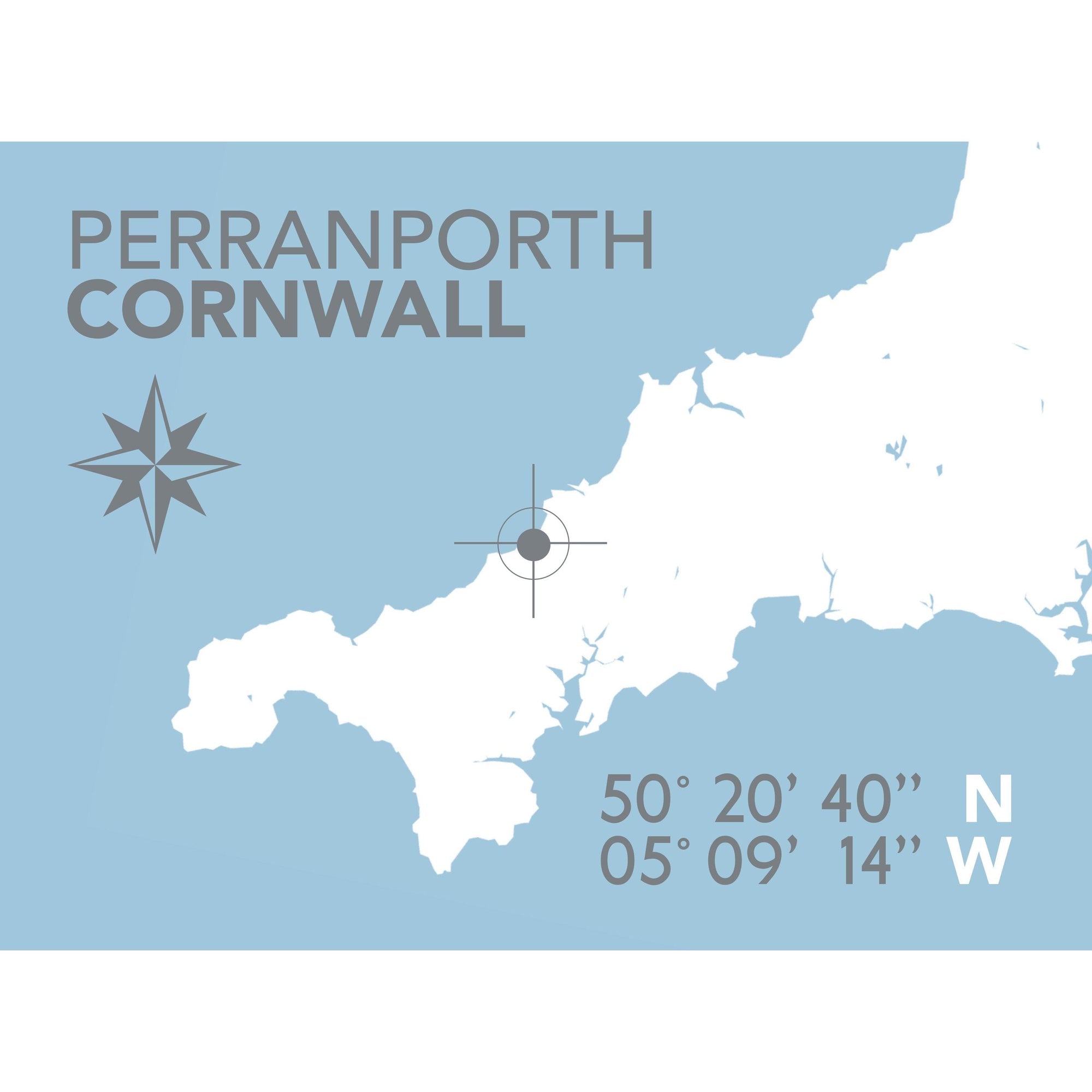 Perranporth Coastal Map Print-SeaKisses