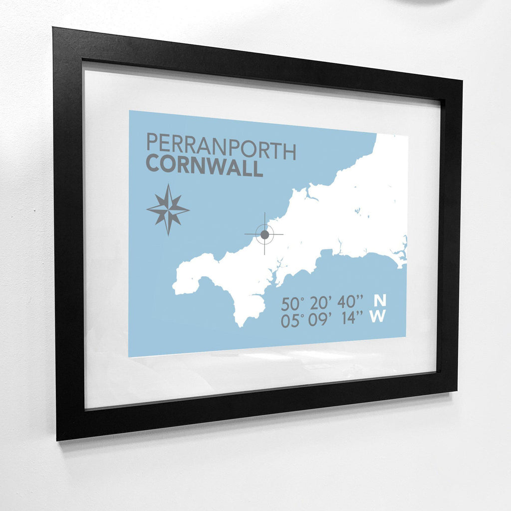Perranporth Map Travel Print- Coastal Wall Art /Poster-SeaKisses