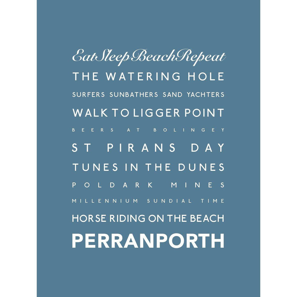 Perranporth Typographic Travel Print - Coastal Art /Poster-SeaKisses
