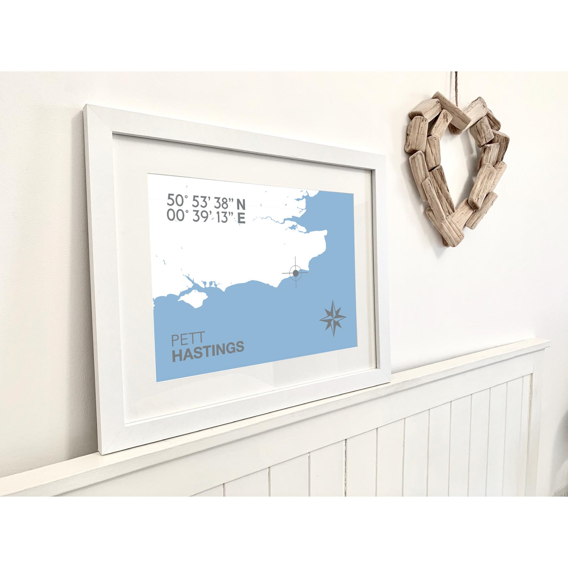 Pett Coastal Map Print-SeaKisses